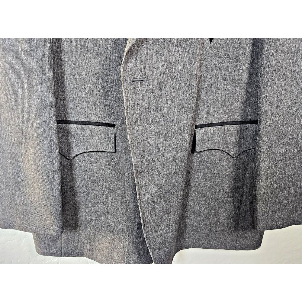 Circle S Men’s 46L Western Blazer Gray Black Yoke Lined 2-Button Cowboy Coat - Picture 5 of 16